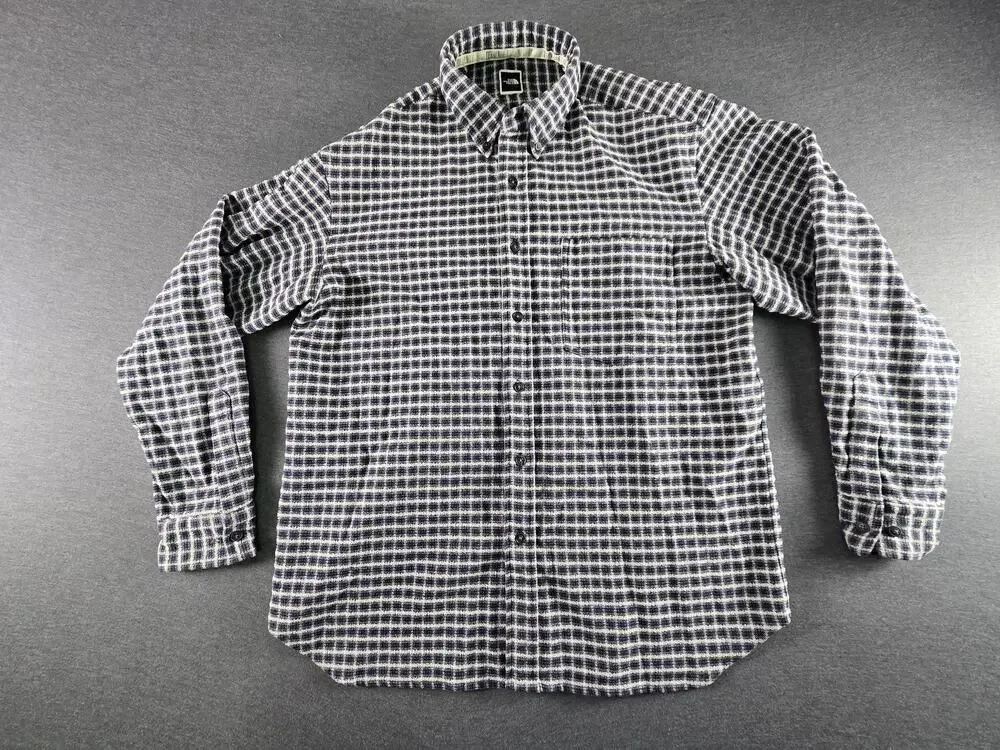 The North Face Shirt Mens Large Blue Check Long Sleeve Flannel Button Up Casual